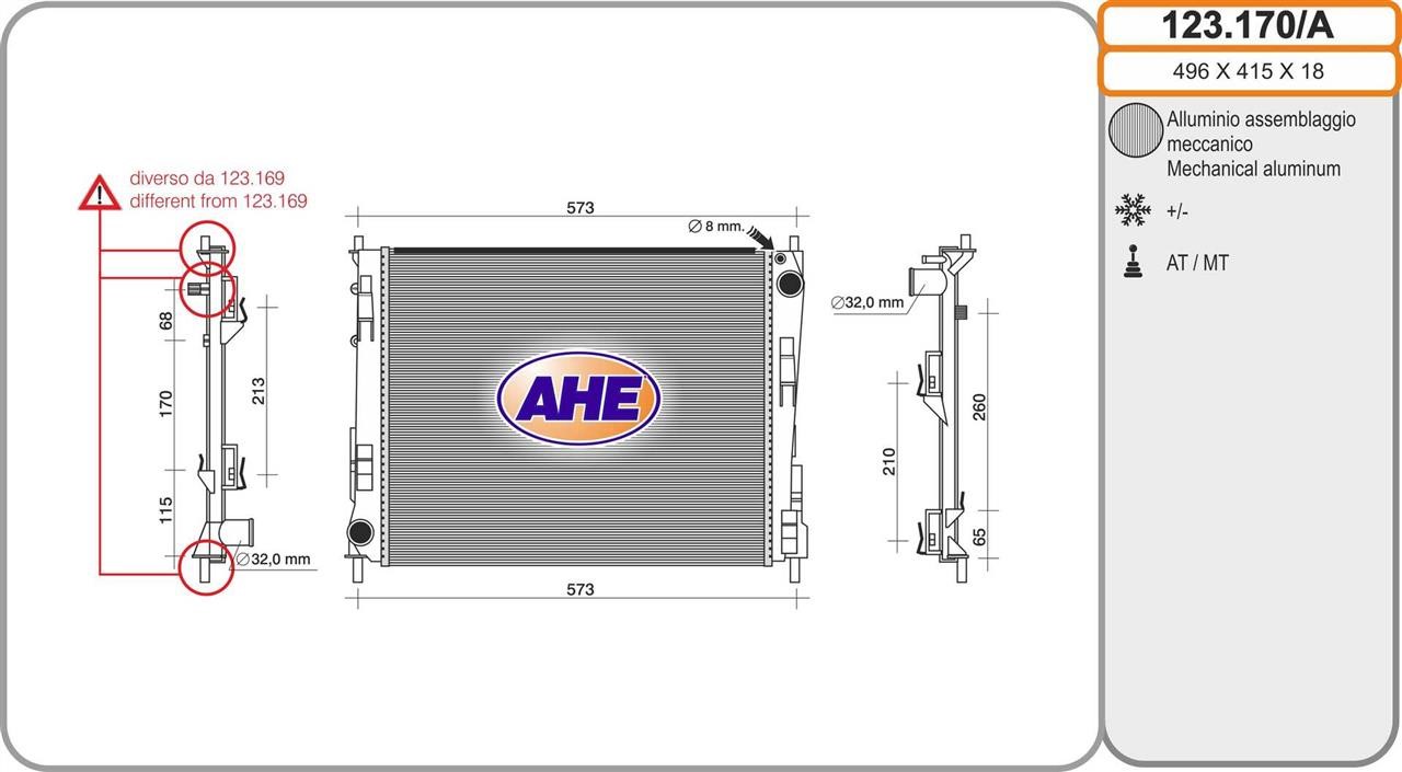 AHE 123.170/A Радіатор охолодження двигуна 123170A: Купити в Україні - Добра ціна на EXIST.UA!