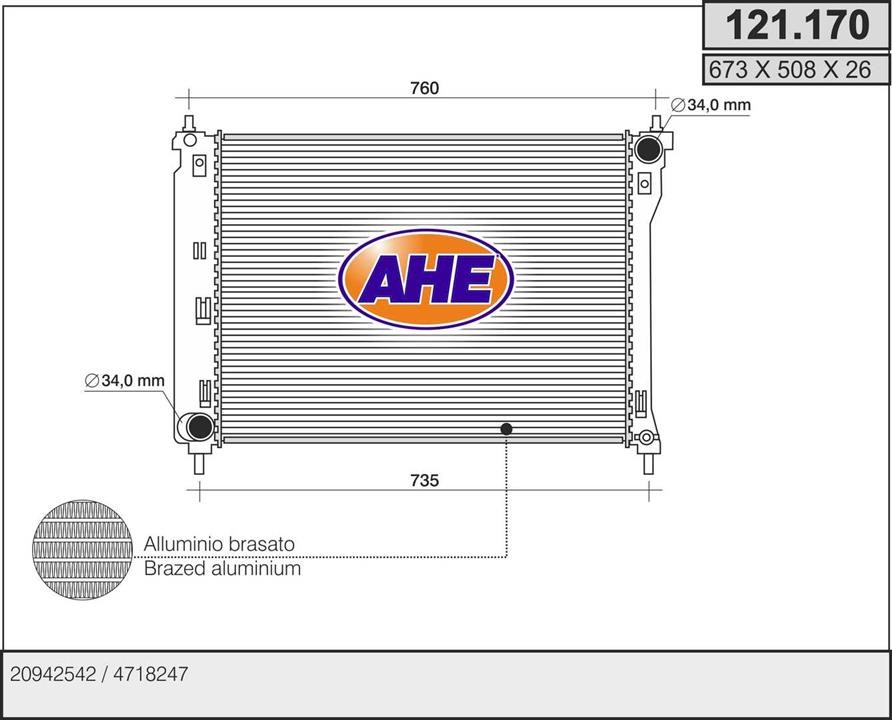 AHE 121170 Радіатор охолодження двигуна 121170: Купити в Україні - Добра ціна на EXIST.UA!