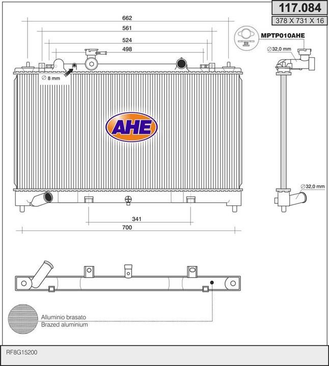 AHE 117.084 Радіатор охолодження двигуна 117084: Купити в Україні - Добра ціна на EXIST.UA!