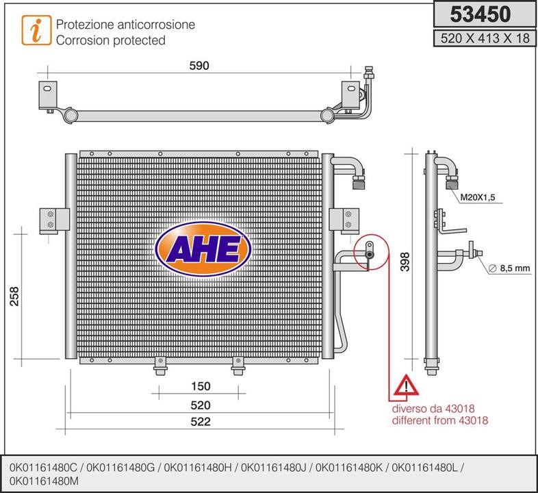 AHE 53450 Радіатор кондиціонера (Конденсатор) 53450: Купити в Україні - Добра ціна на EXIST.UA!