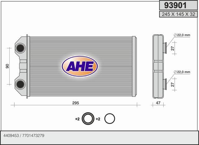 AHE 93901 Радіатор опалювача салону 93901: Купити в Україні - Добра ціна на EXIST.UA!