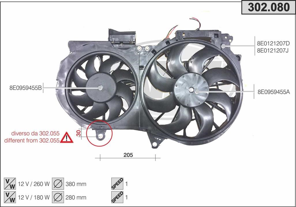 AHE 302.080 Вентилятор, система охолодження двигуна 302080: Приваблива ціна - Купити в Україні на EXIST.UA!