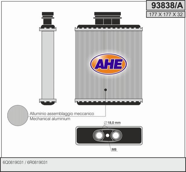 AHE 93838/A Радіатор опалювача салону 93838A: Купити в Україні - Добра ціна на EXIST.UA!