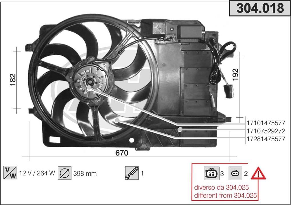 AHE 304.018 Вентилятор, система охолодження двигуна 304018: Купити в Україні - Добра ціна на EXIST.UA!