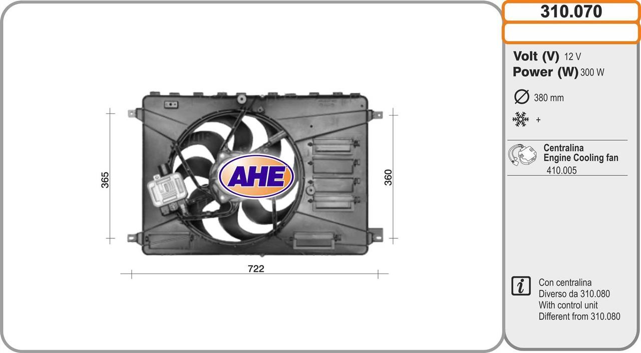 AHE 310.070 Вентилятор, система охолодження двигуна 310070: Купити в Україні - Добра ціна на EXIST.UA!