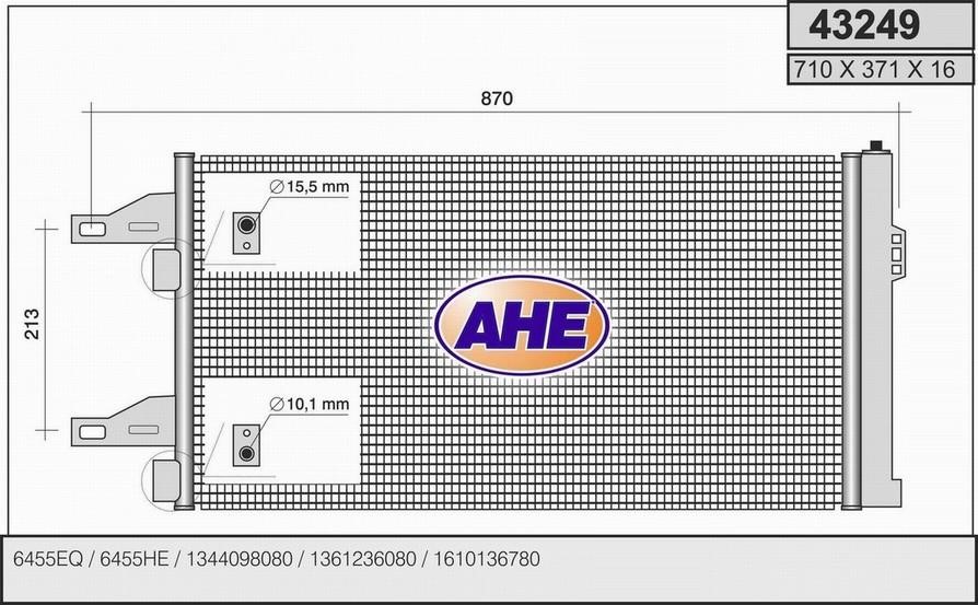 AHE 43249 Радіатор кондиціонера (Конденсатор) 43249: Купити в Україні - Добра ціна на EXIST.UA!