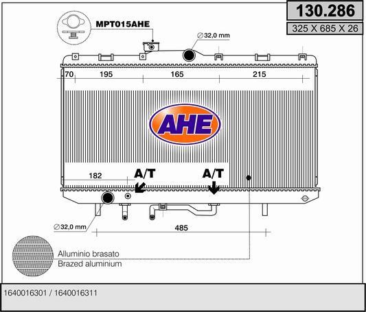 AHE 130.286 Радіатор охолодження двигуна 130286: Купити в Україні - Добра ціна на EXIST.UA!