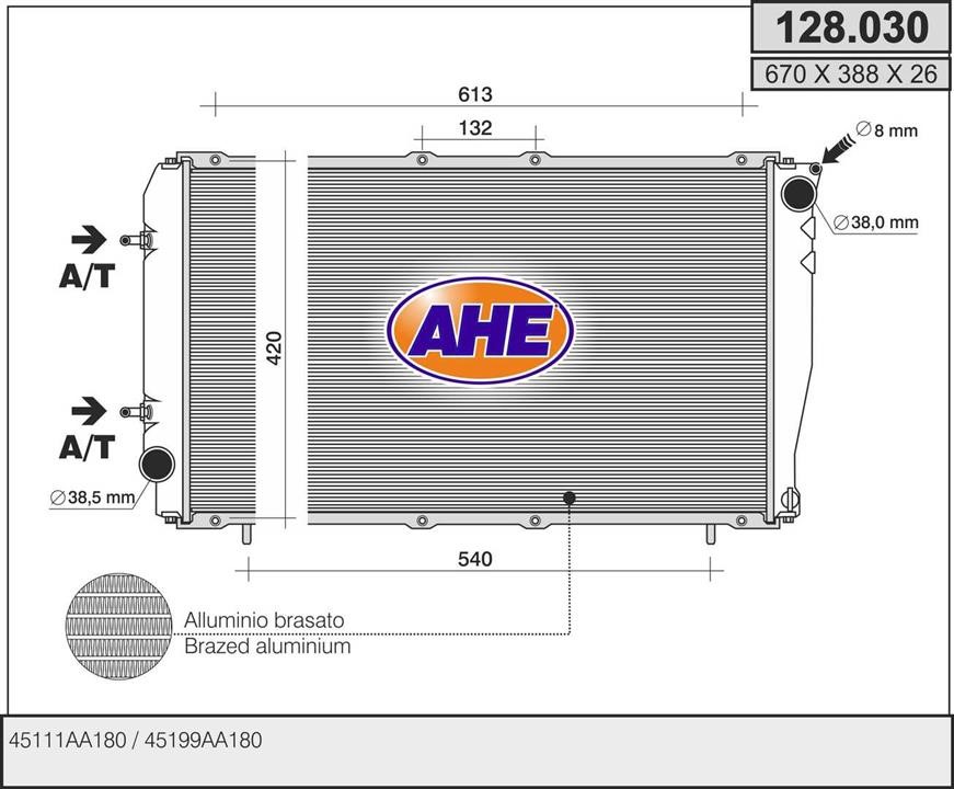 AHE 128030 Радіатор охолодження двигуна 128030: Купити в Україні - Добра ціна на EXIST.UA!
