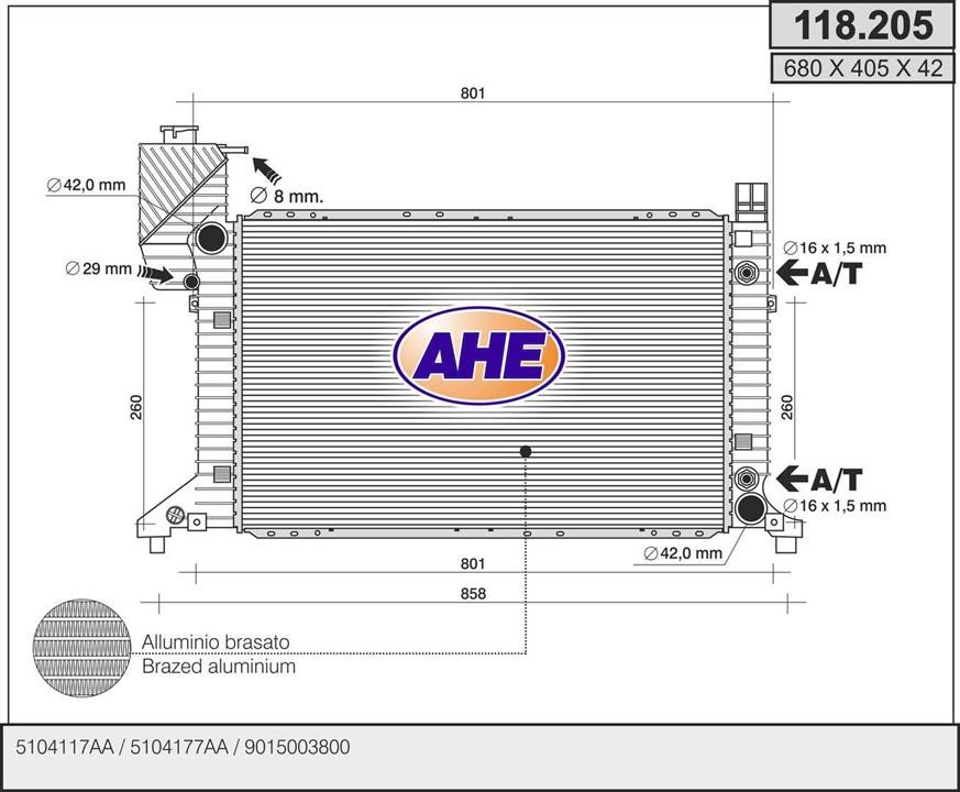 AHE 118.205 Радіатор, система охолодження двигуна 118205: Купити в Україні - Добра ціна на EXIST.UA!