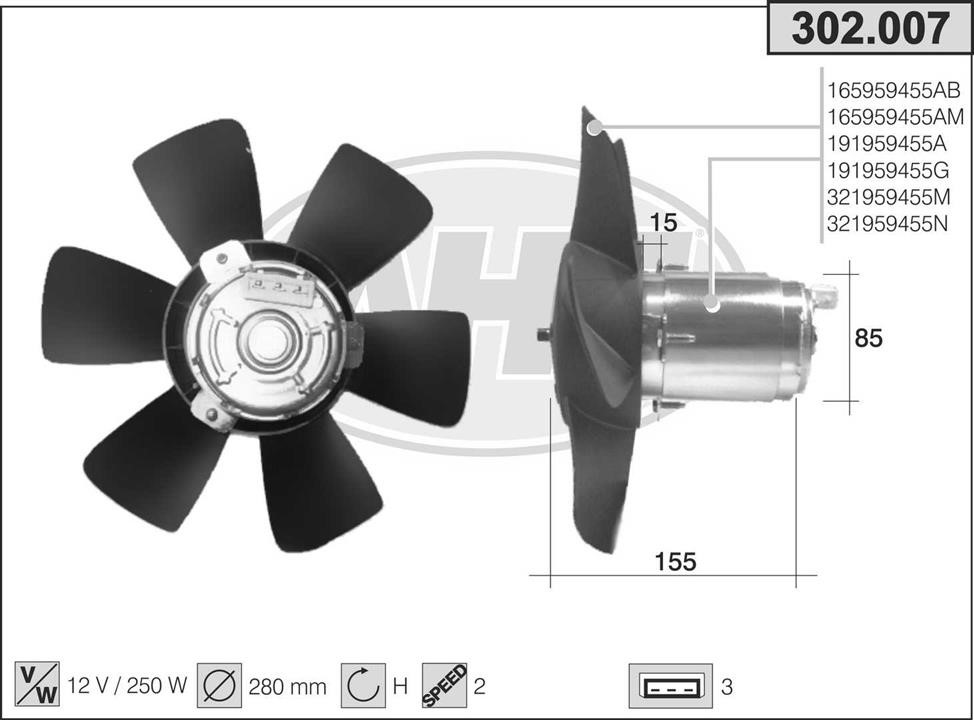 AHE 302.007 Вентилятор, система охолодження двигуна 302007: Купити в Україні - Добра ціна на EXIST.UA!