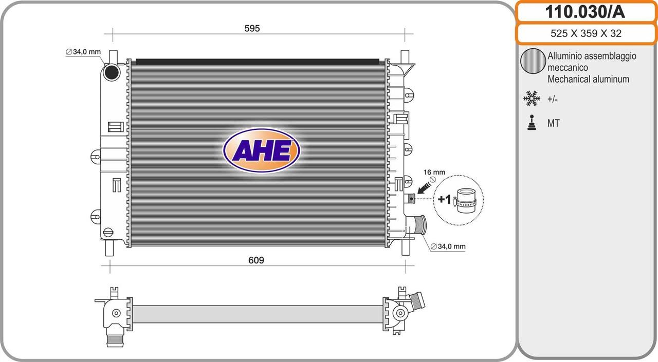 AHE 110.030/A Радіатор, система охолодження двигуна 110030A: Купити в Україні - Добра ціна на EXIST.UA!