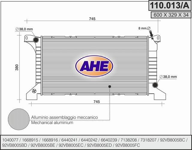 AHE 110013/A Радіатор охолодження двигуна 110013A: Купити в Україні - Добра ціна на EXIST.UA!