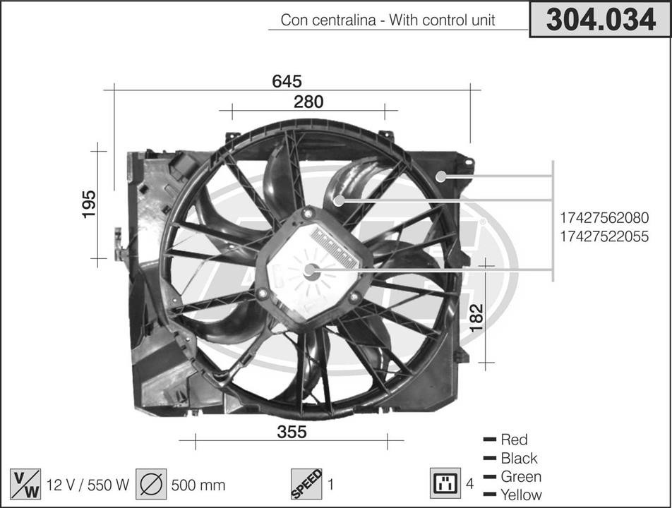 AHE 304.034 Вентилятор, система охолодження двигуна 304034: Купити в Україні - Добра ціна на EXIST.UA!