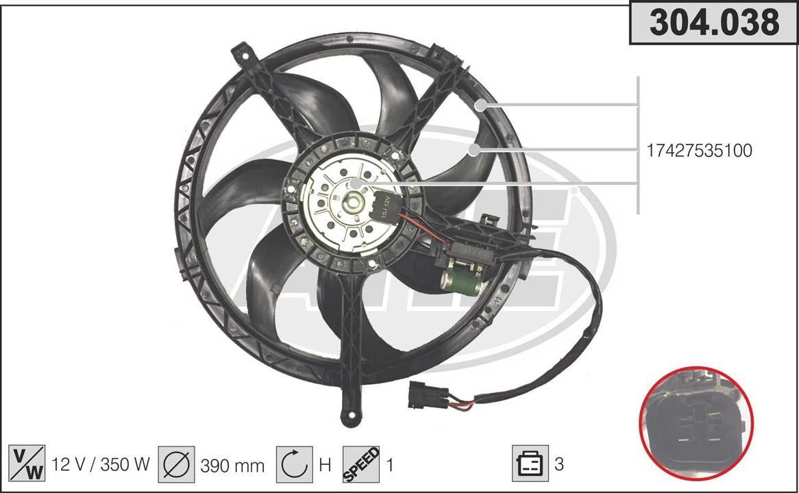 AHE 304.038 Вентилятор, система охолодження двигуна 304038: Купити в Україні - Добра ціна на EXIST.UA!
