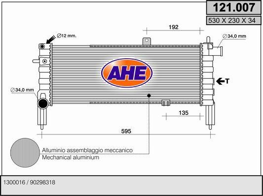 AHE 121.007 Радіатор охолодження двигуна 121007: Купити в Україні - Добра ціна на EXIST.UA!