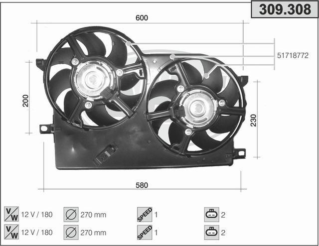 AHE 309.308 Вентилятор, система охолодження двигуна 309308: Купити в Україні - Добра ціна на EXIST.UA!