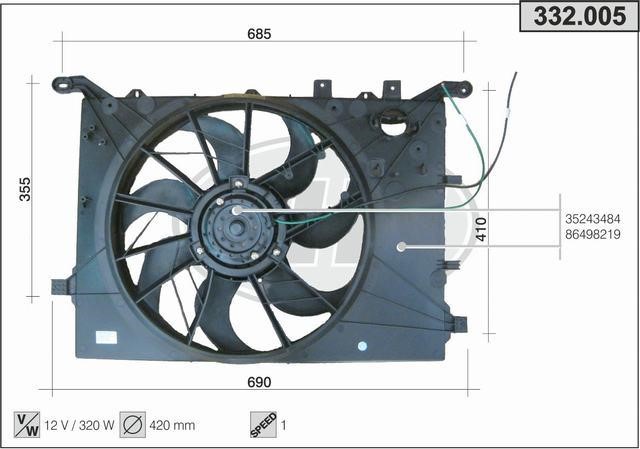 AHE 332.005 Вентилятор, система охолодження двигуна 332005: Купити в Україні - Добра ціна на EXIST.UA!