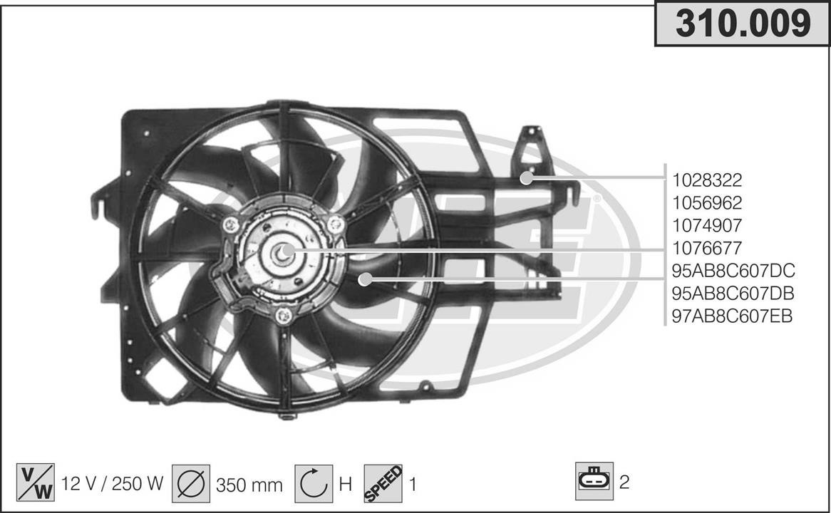 AHE 310.009 Вентилятор, система охолодження двигуна 310009: Купити в Україні - Добра ціна на EXIST.UA!