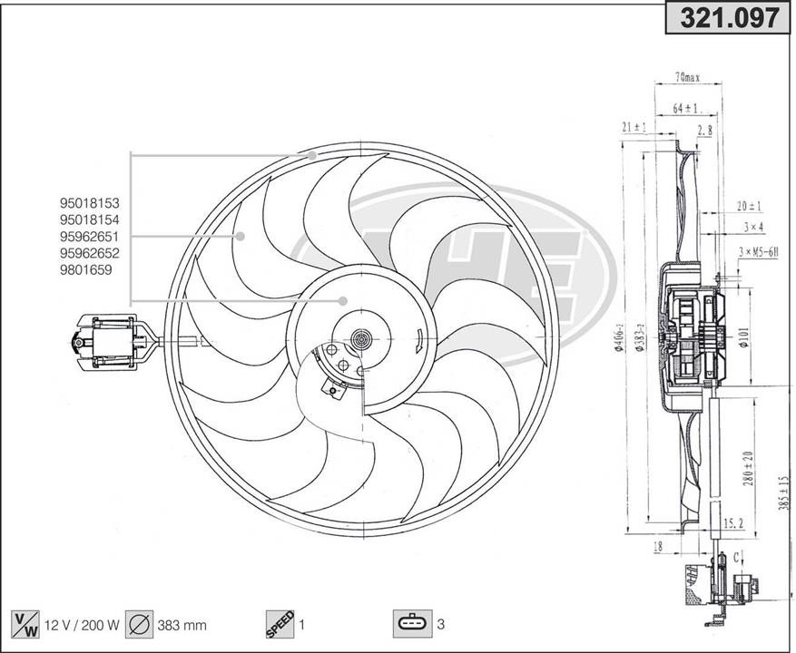 AHE 321.097 Вентилятор, система охолодження двигуна 321097: Купити в Україні - Добра ціна на EXIST.UA!