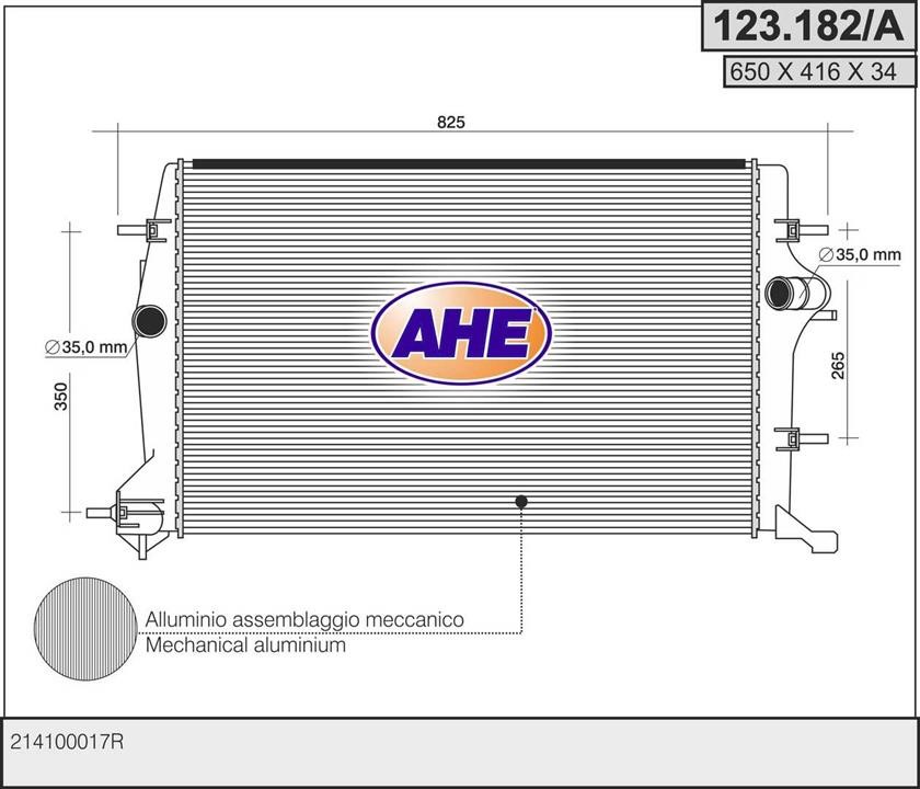AHE 123.182/A Радіатор, система охолодження двигуна 123182A: Купити в Україні - Добра ціна на EXIST.UA!