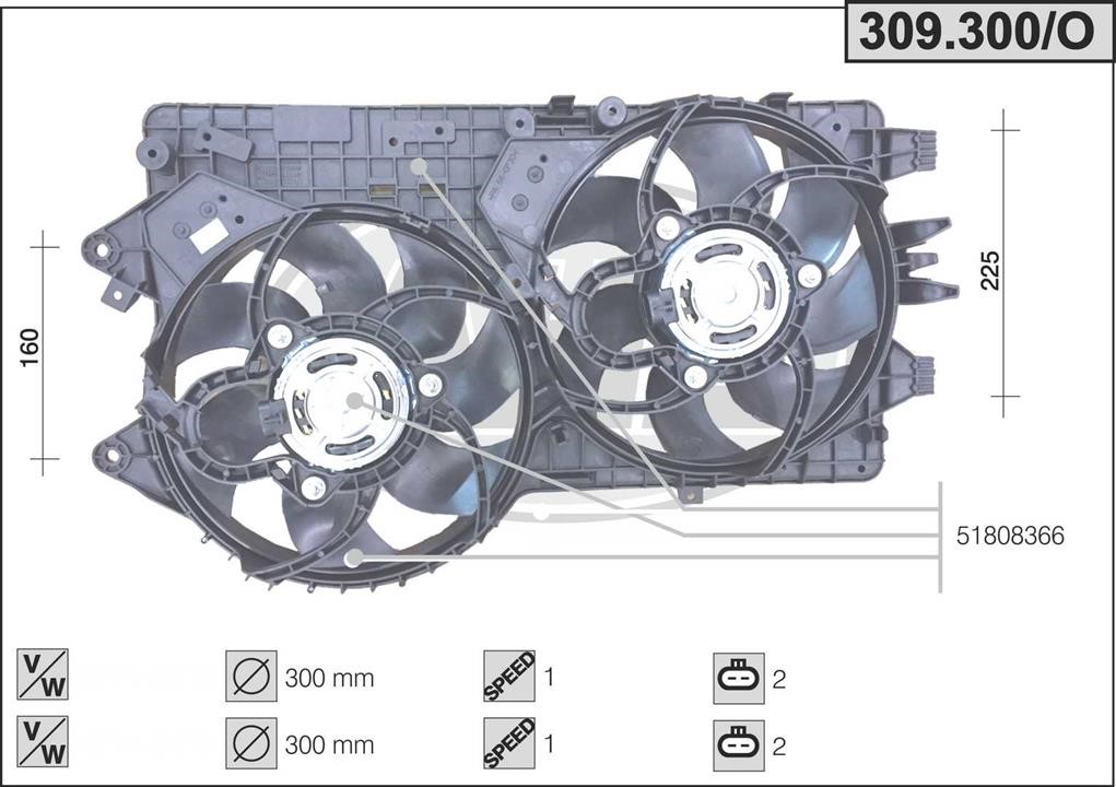 AHE 309.300/O Вентилятор, система охолодження двигуна 309300O: Приваблива ціна - Купити в Україні на EXIST.UA!