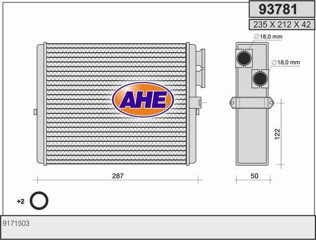 AHE 93781 Радіатор опалювача салону 93781: Купити в Україні - Добра ціна на EXIST.UA!