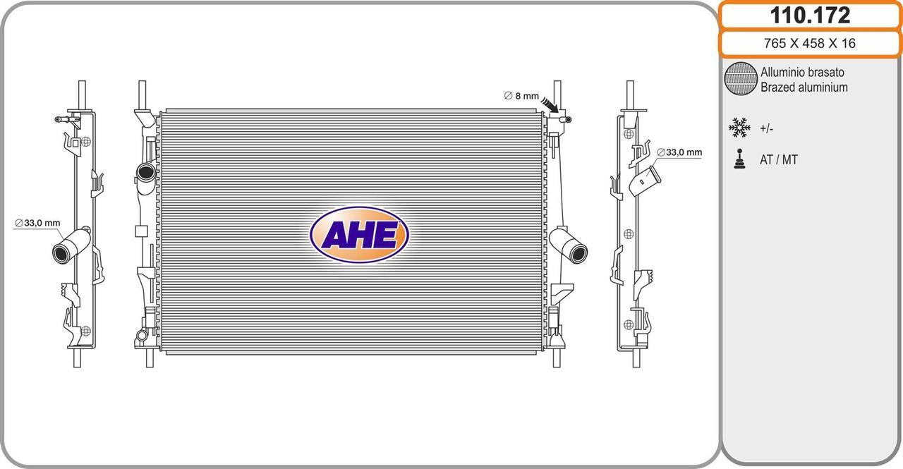 AHE 110172 Радіатор охолодження двигуна 110172: Купити в Україні - Добра ціна на EXIST.UA!