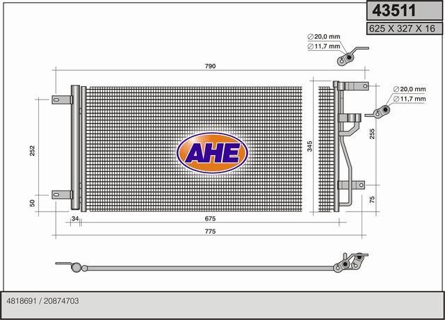 AHE 43511 Радіатор кондиціонера (Конденсатор) 43511: Купити в Україні - Добра ціна на EXIST.UA!
