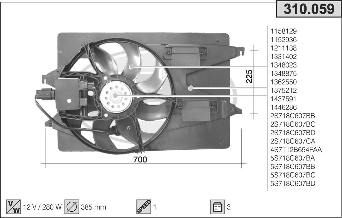 AHE 310.059 Вентилятор, система охолодження двигуна 310059: Купити в Україні - Добра ціна на EXIST.UA!
