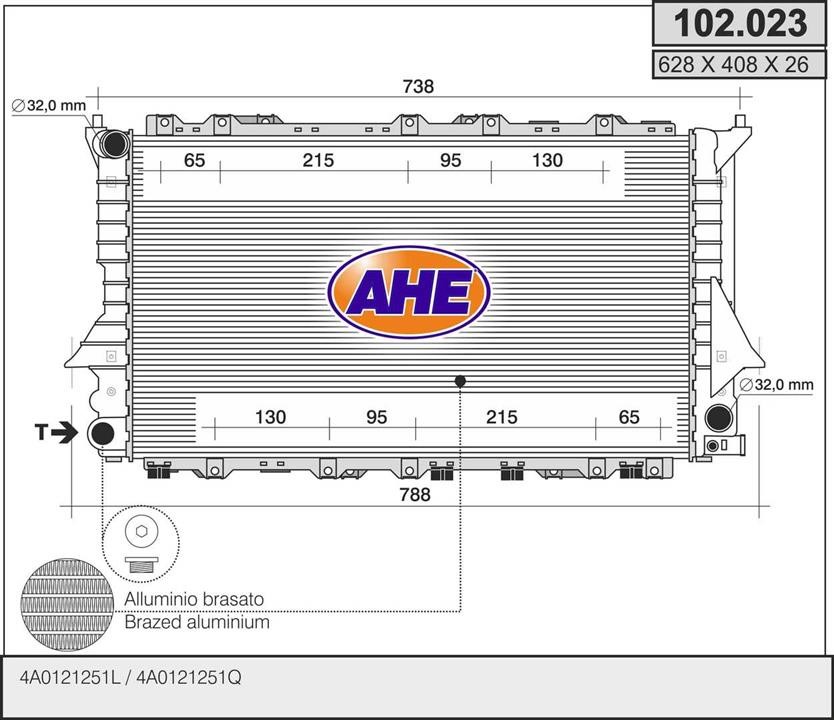 AHE 102.023 Радіатор, система охолодження двигуна 102023: Купити в Україні - Добра ціна на EXIST.UA!