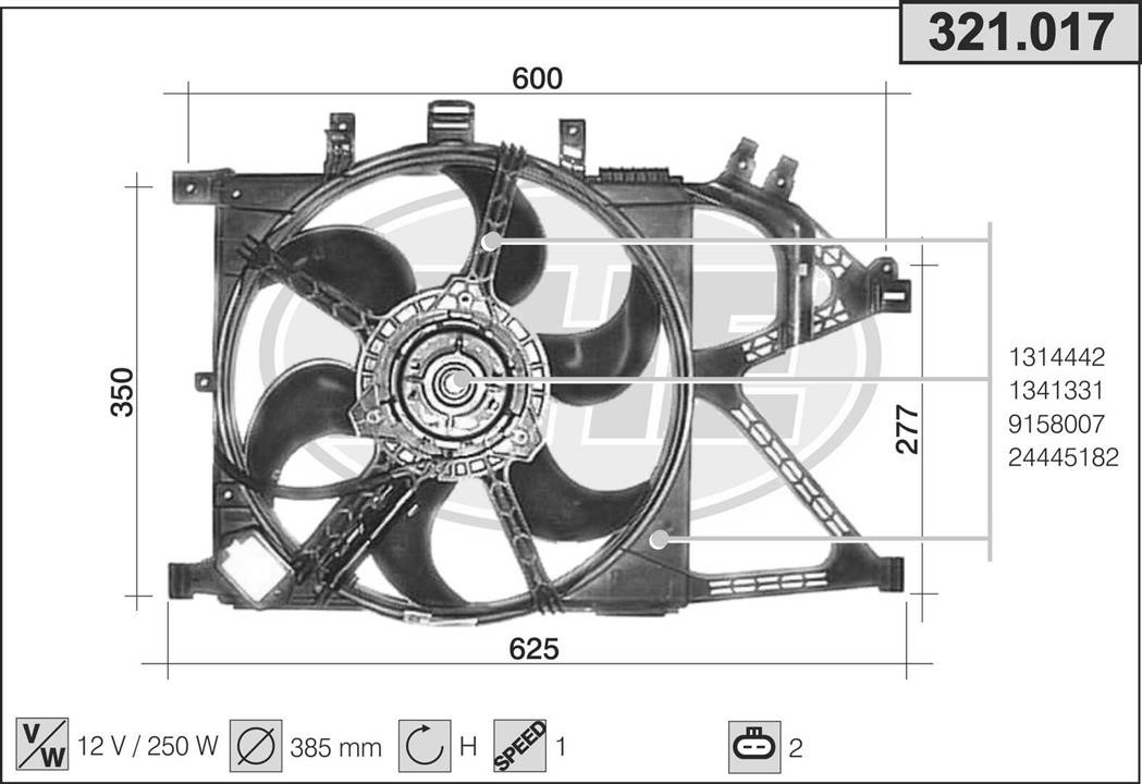 AHE 321.017 Вентилятор, система охолодження двигуна 321017: Приваблива ціна - Купити в Україні на EXIST.UA!