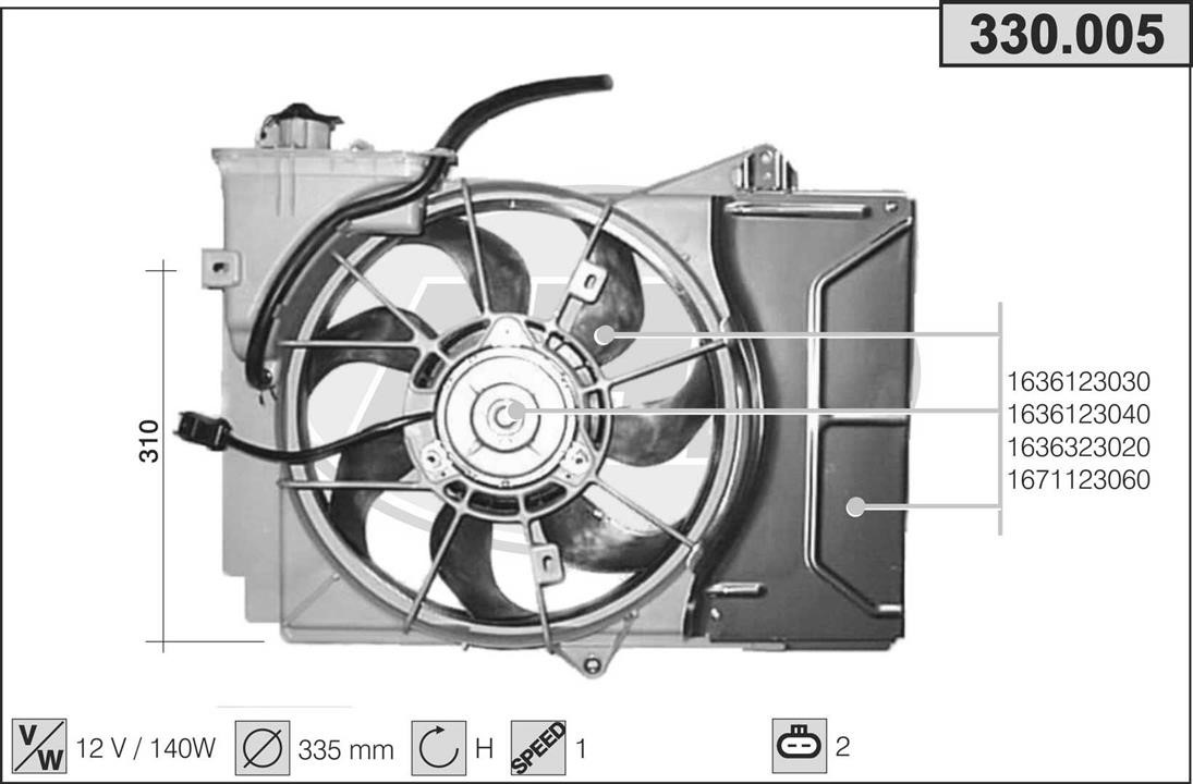 AHE 330.005 Вентилятор, система охолодження двигуна 330005: Купити в Україні - Добра ціна на EXIST.UA!