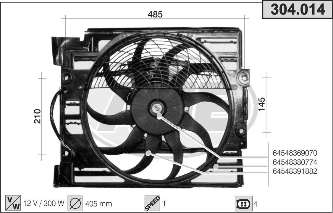 AHE 304.014 Вентилятор, система охолодження двигуна 304014: Купити в Україні - Добра ціна на EXIST.UA!