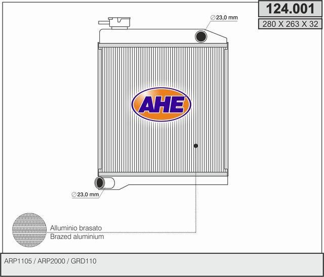 AHE 124.001 Радіатор охолодження двигуна 124001: Купити в Україні - Добра ціна на EXIST.UA!