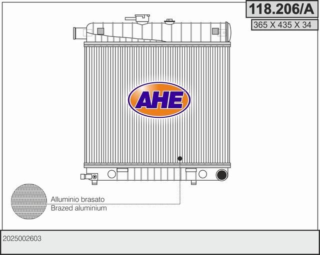 AHE 118.206/A Радіатор, система охолодження двигуна 118206A: Купити в Україні - Добра ціна на EXIST.UA!