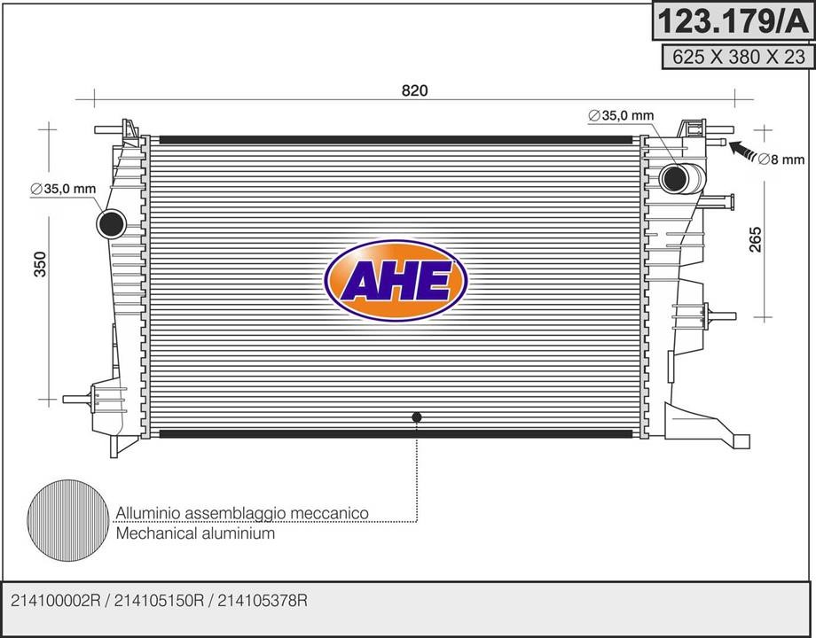 AHE 123.179/A Радіатор охолодження двигуна 123179A: Купити в Україні - Добра ціна на EXIST.UA!
