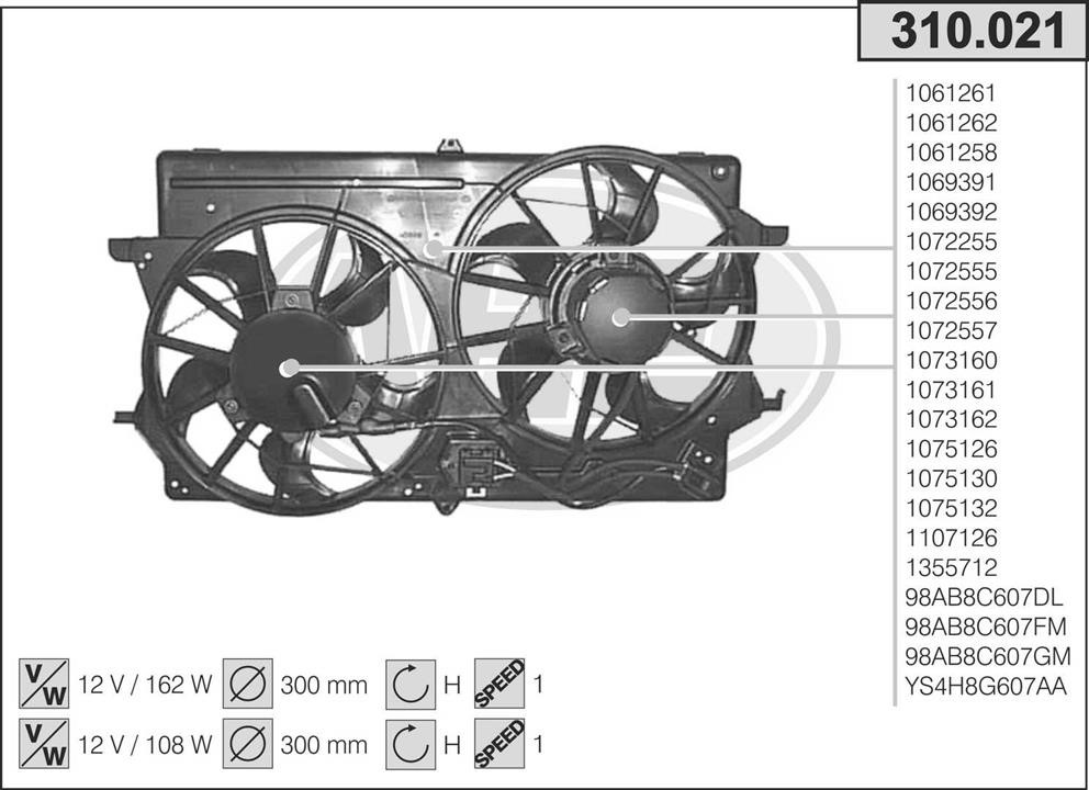 AHE 310.021 Вентилятор, система охолодження двигуна 310021: Купити в Україні - Добра ціна на EXIST.UA!