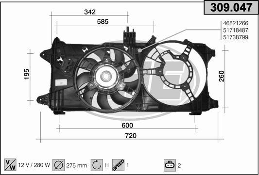 AHE 309.047 Вентилятор, система охолодження двигуна 309047: Купити в Україні - Добра ціна на EXIST.UA!