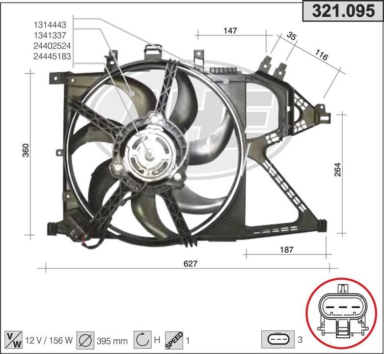 AHE 321.095 Вентилятор, система охолодження двигуна 321095: Купити в Україні - Добра ціна на EXIST.UA!