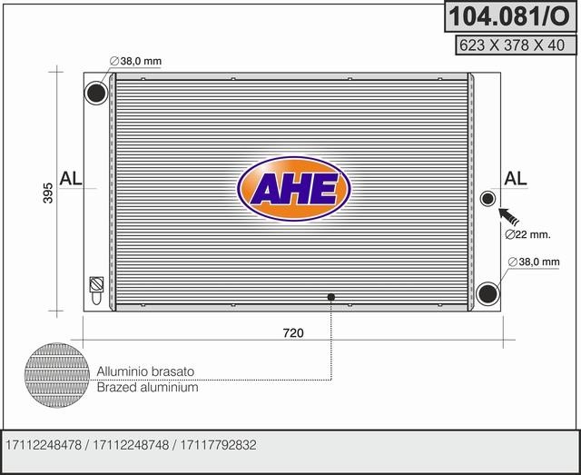 AHE 104.081/O Радіатор охолодження двигуна 104081O: Купити в Україні - Добра ціна на EXIST.UA!