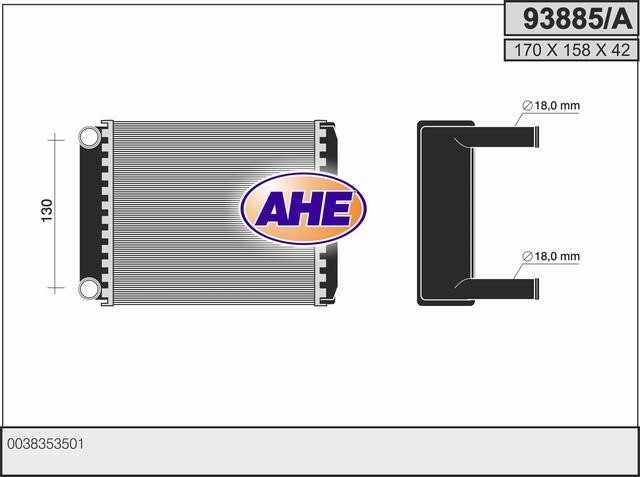 AHE 93885/A Радіатор опалювача салону 93885A: Купити в Україні - Добра ціна на EXIST.UA!