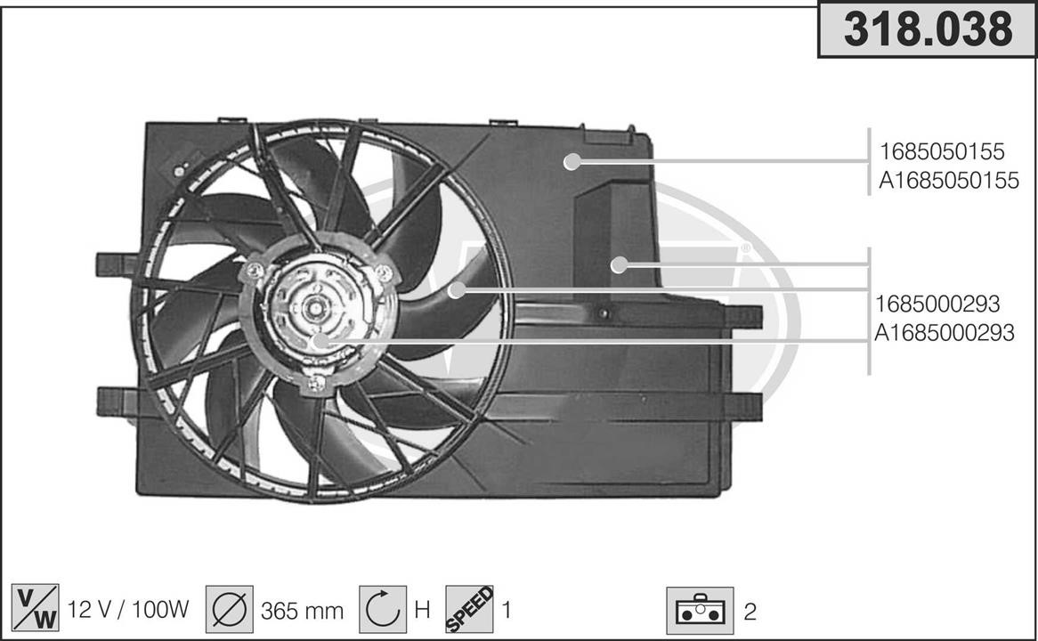 AHE 318.038 Вентилятор, система охолодження двигуна 318038: Купити в Україні - Добра ціна на EXIST.UA!
