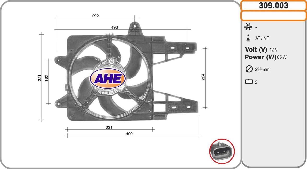 AHE 309.003 Вентилятор, система охолодження двигуна 309003: Купити в Україні - Добра ціна на EXIST.UA!