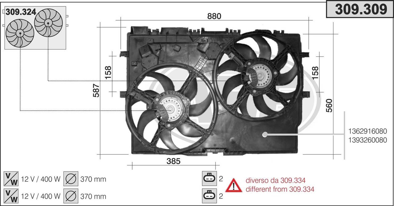 AHE 309.309 Вентилятор, система охолодження двигуна 309309: Приваблива ціна - Купити в Україні на EXIST.UA!