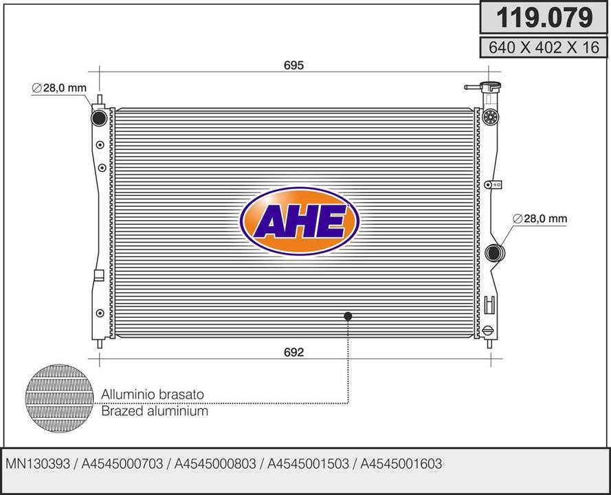AHE 119.079 Радіатор охолодження двигуна 119079: Купити в Україні - Добра ціна на EXIST.UA!