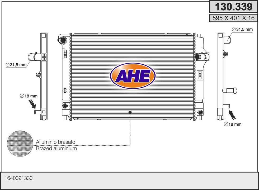 AHE 130.339 Радіатор, система охолодження двигуна 130339: Купити в Україні - Добра ціна на EXIST.UA!