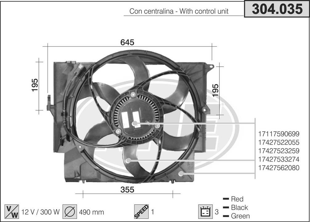 AHE 304.035 Вентилятор, система охолодження двигуна 304035: Купити в Україні - Добра ціна на EXIST.UA!