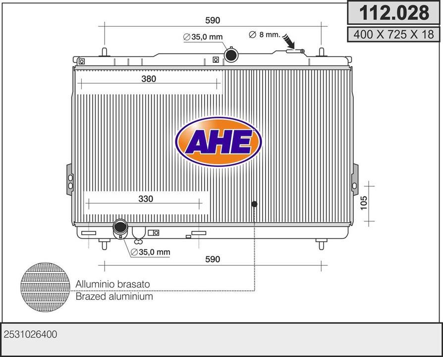 AHE 112.028 Радіатор охолодження двигуна 112028: Купити в Україні - Добра ціна на EXIST.UA!