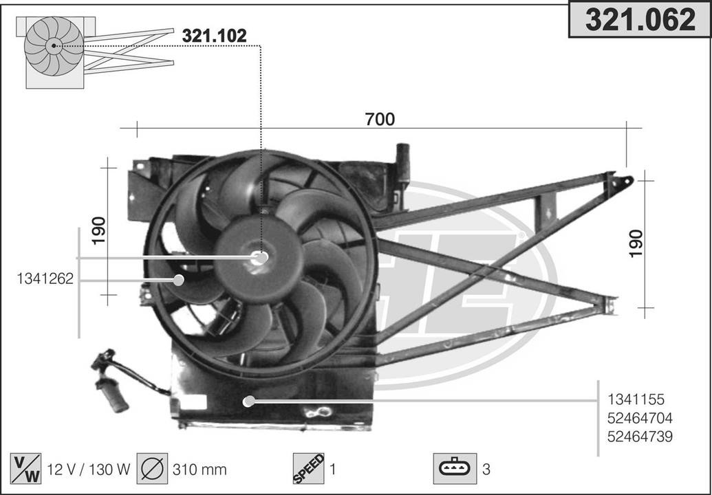 AHE 321.062 Вентилятор, система охолодження двигуна 321062: Купити в Україні - Добра ціна на EXIST.UA!