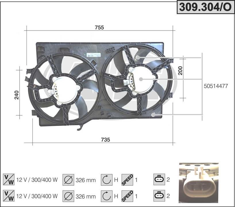 AHE 309.304/O Вентилятор, система охолодження двигуна 309304O: Купити в Україні - Добра ціна на EXIST.UA!